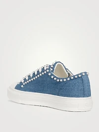 Ollie Denim Sneakers With Pearls
