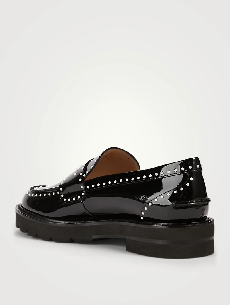 Parker Lift Patent Leather Loafers With Pearls