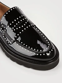 Parker Lift Patent Leather Loafers With Pearls