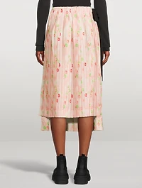 Double Layer Pleated Midi Skirt Floral Print
