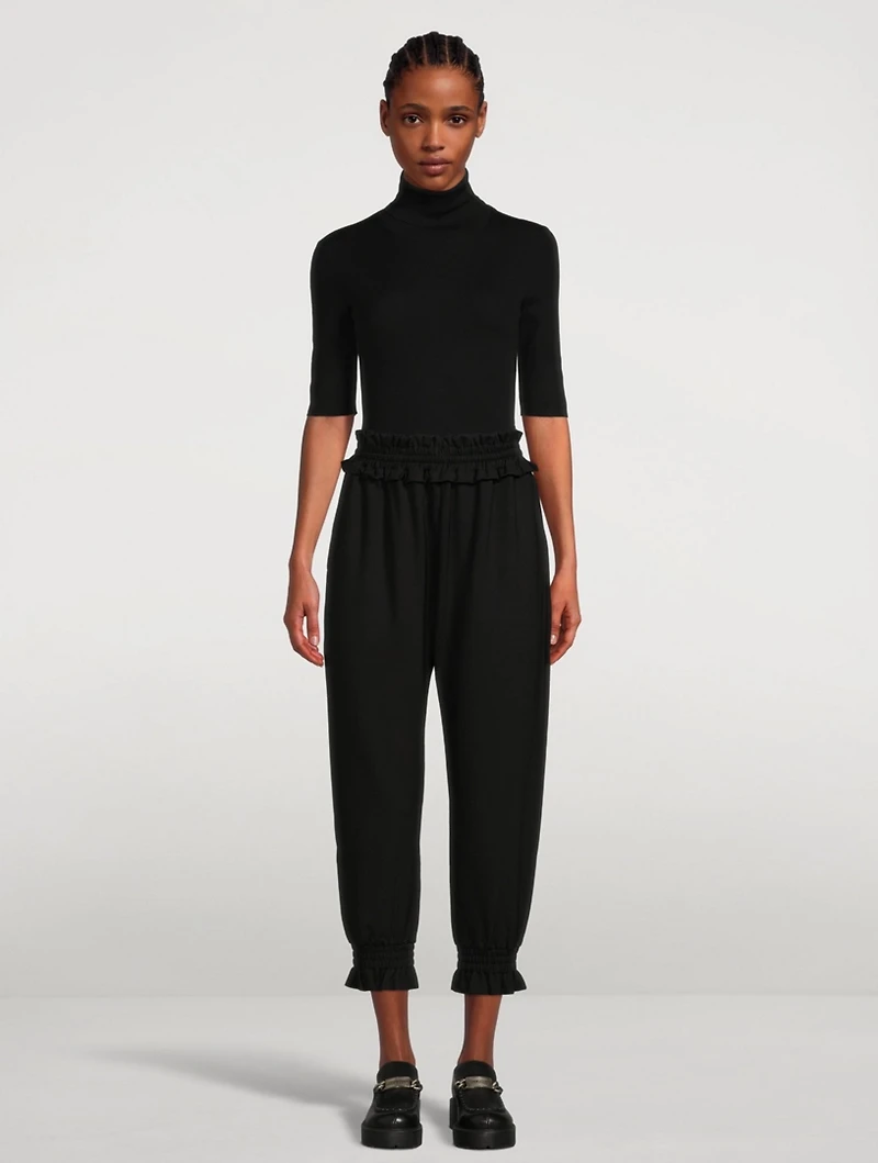 Spongey Ruched Waist Jersey Joggers