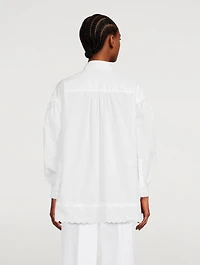 Puff-Sleeve Cotton Poplin Shirt With Heart Trim