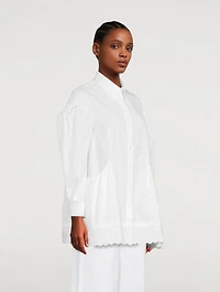 Puff-Sleeve Cotton Poplin Shirt With Heart Trim