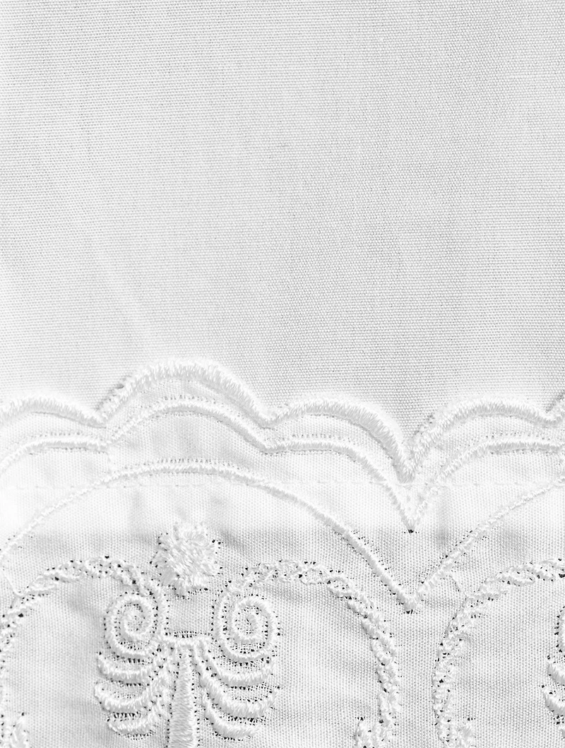 Puff-Sleeve Cotton Poplin Shirt With Heart Trim