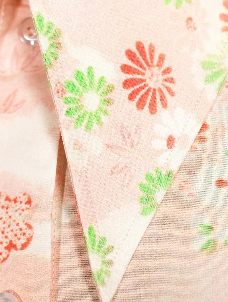 Signature Sleeve Cotton Boy Shirt Floral Print
