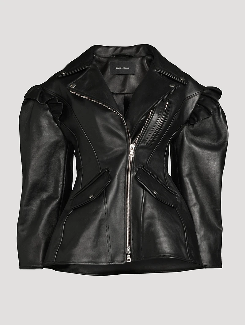 Sculpted Leather Biker Jacket