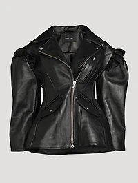 Sculpted Leather Biker Jacket