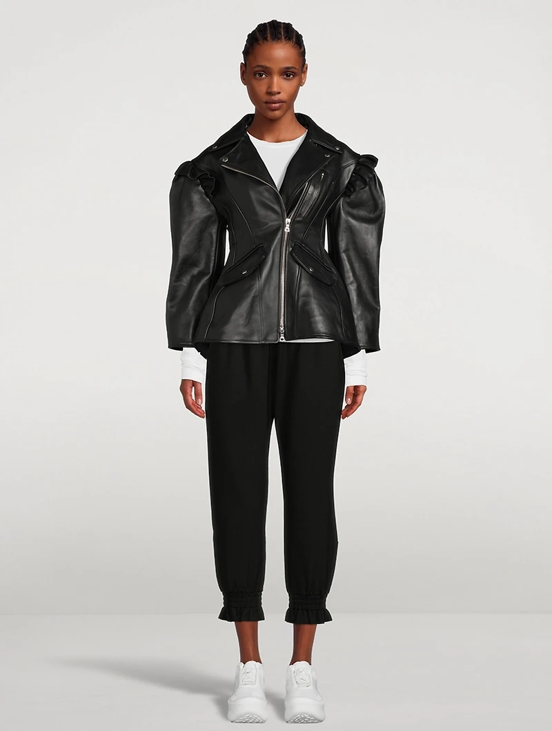 Sculpted Leather Biker Jacket