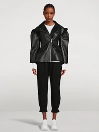 Sculpted Leather Biker Jacket