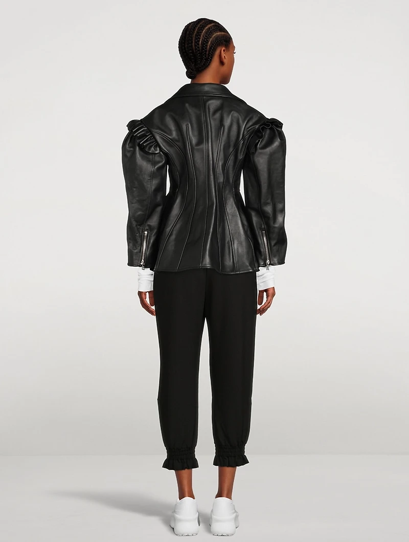 Sculpted Leather Biker Jacket