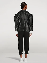 Sculpted Leather Biker Jacket