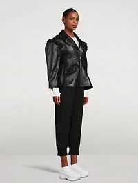 Sculpted Leather Biker Jacket
