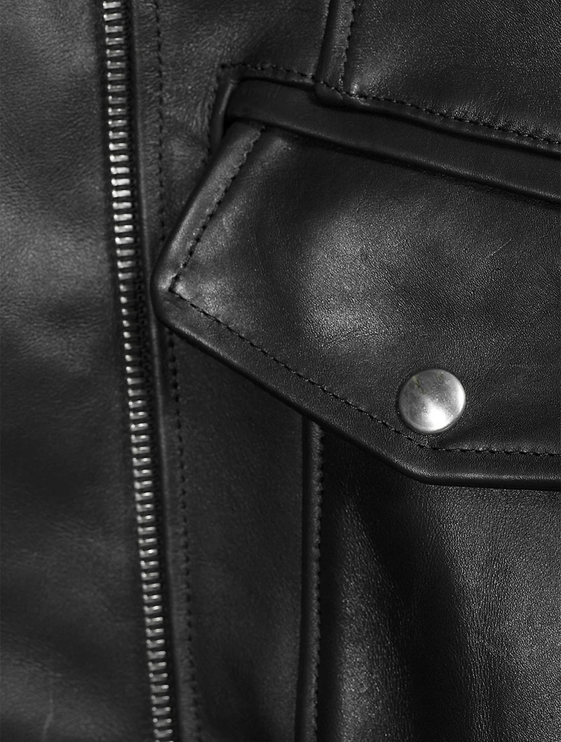 Sculpted Leather Biker Jacket