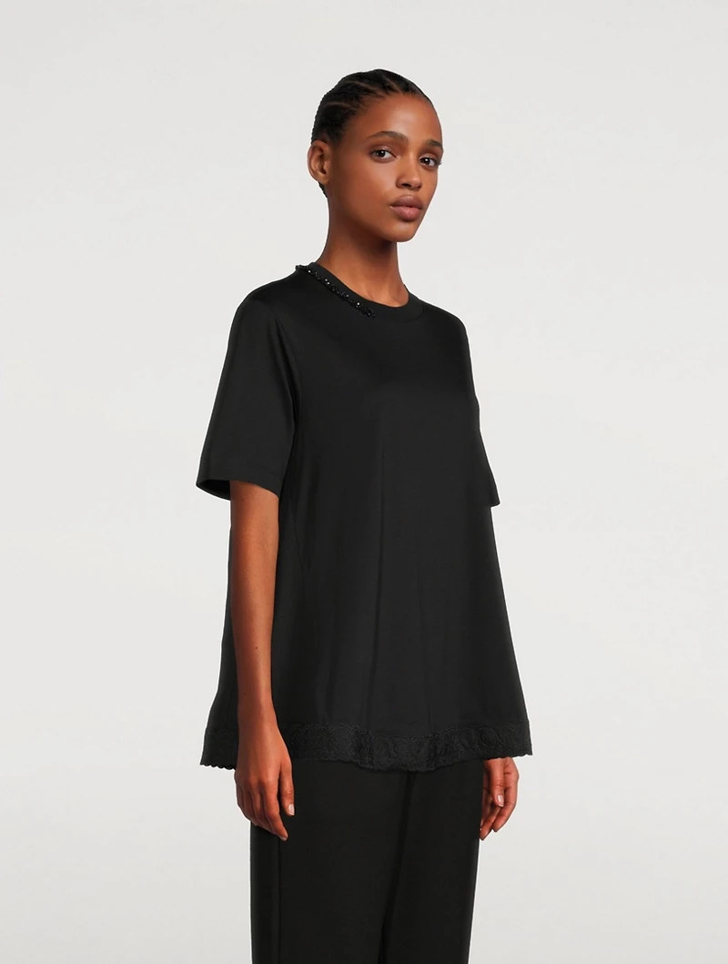 Embellished Supima Cotton A-Line T-Shirt