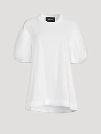 Embellished A-Line T-Shirt With Tulle Overlay