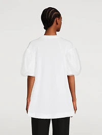 Embellished A-Line T-Shirt With Tulle Overlay