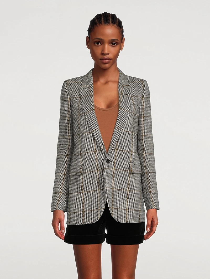 Virgin Wool Blazer Check Print
