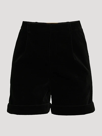 Pleated Velvet Shorts