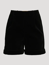 Pleated Velvet Shorts