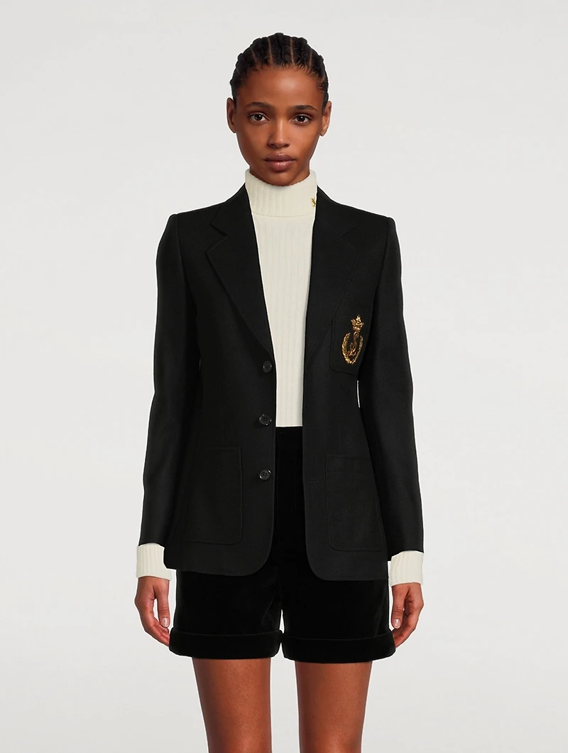Virgin Wool Blazer With Crest
