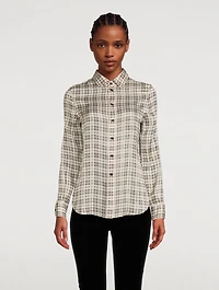 Silk Lurex Shirt Check Print