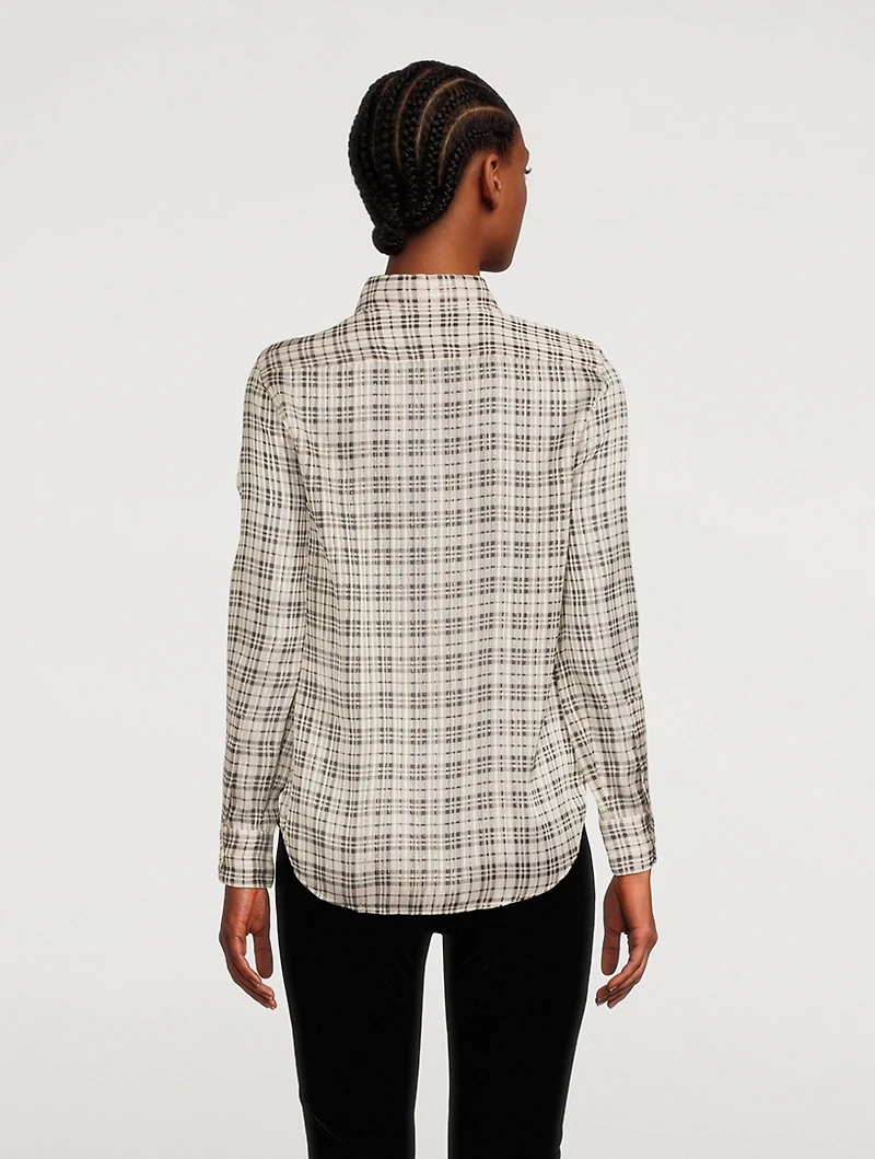 Silk Lurex Shirt Check Print