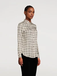 Silk Lurex Shirt Check Print