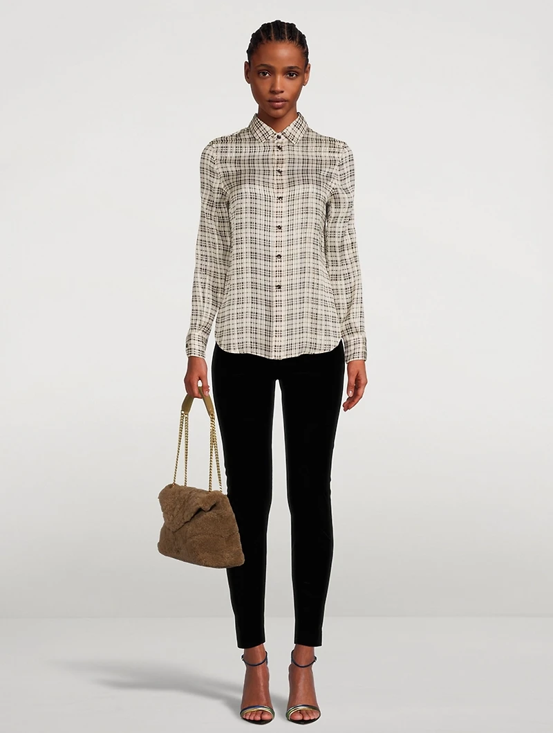 Silk Lurex Shirt Check Print