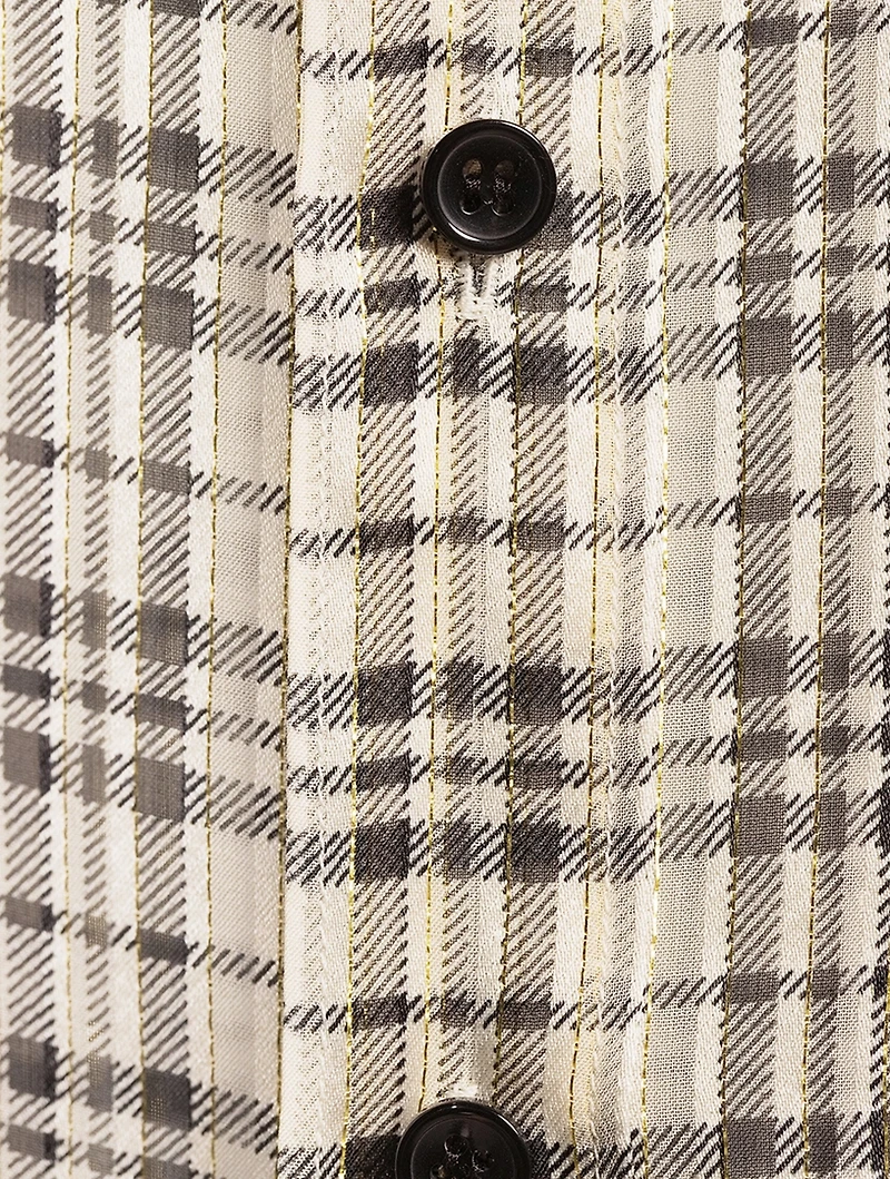 Silk Lurex Shirt Check Print