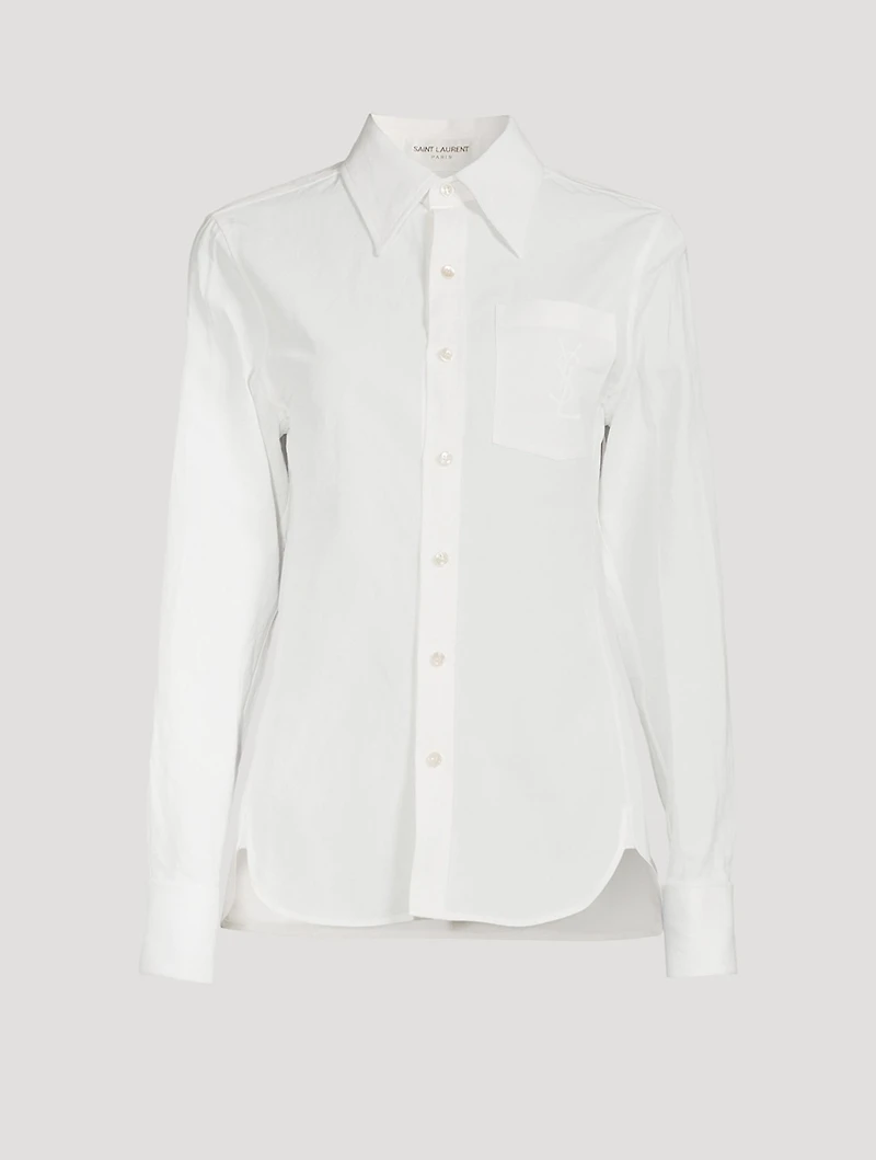 Monogram Embroidered Cotton And Linen Shirt