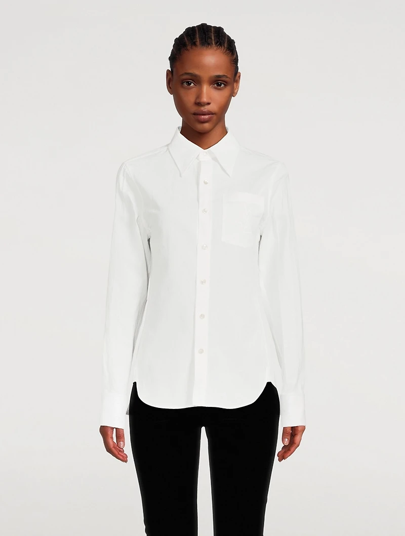 Monogram Embroidered Cotton And Linen Shirt