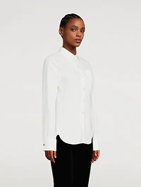 Monogram Embroidered Cotton And Linen Shirt