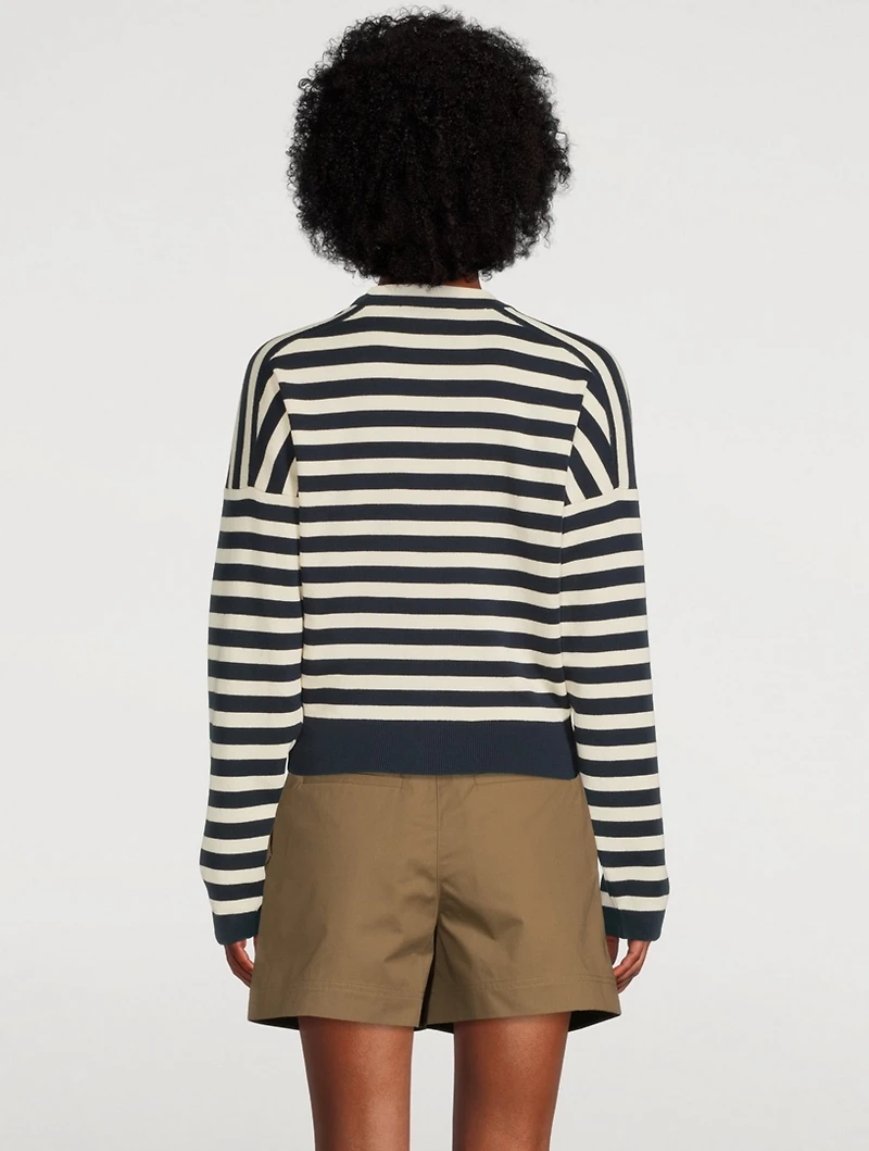 Crest V-Neck Cardigan Striped Print