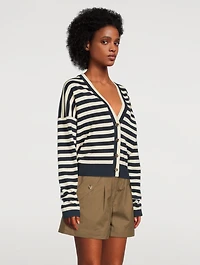 Crest V-Neck Cardigan Striped Print