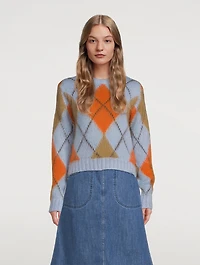 Wool And Mohair Argyle Knit Sweater