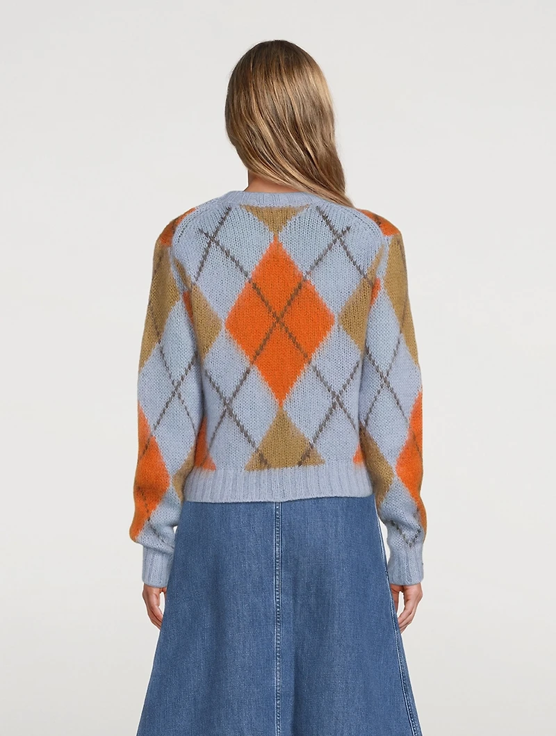 Wool And Mohair Argyle Knit Sweater