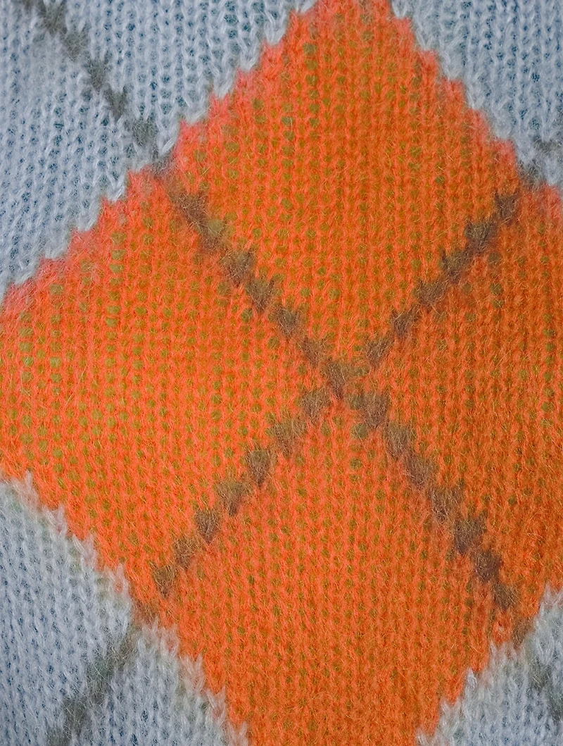 Wool And Mohair Argyle Knit Sweater