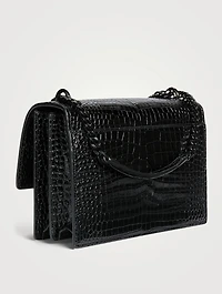 Medium Sunset YSL Monogram Croc-Embossed Leather Bag