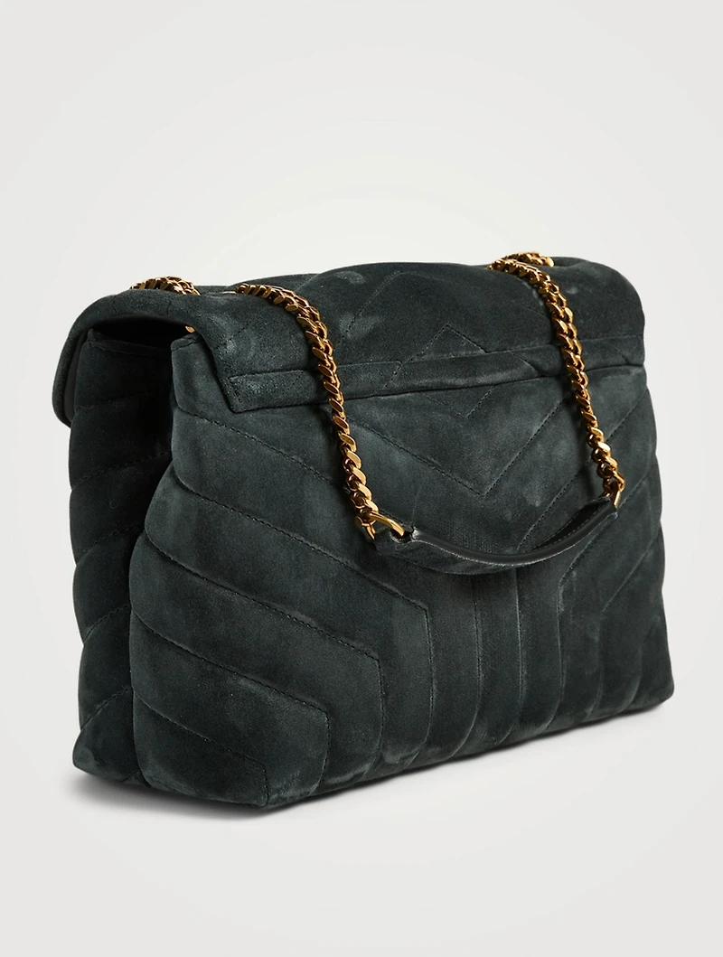 Small Loulou YSL Monogram Suede Chain Bag