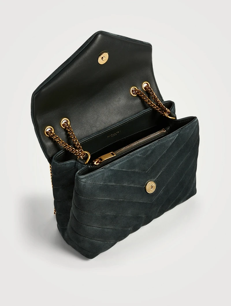 Small Loulou YSL Monogram Suede Chain Bag