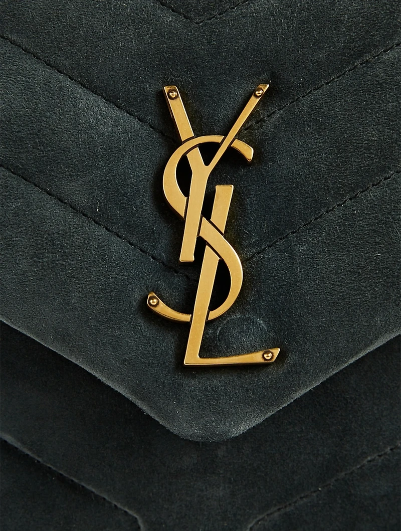 Small Loulou YSL Monogram Suede Chain Bag