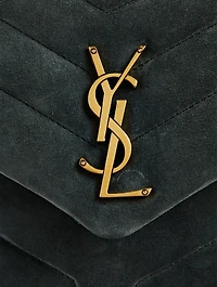 Small Loulou YSL Monogram Suede Chain Bag