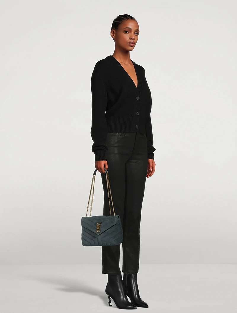 Small Loulou YSL Monogram Suede Chain Bag