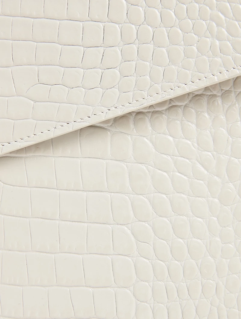 Medium Uptown YSL Monogram Croc-Embossed Leather Clutch