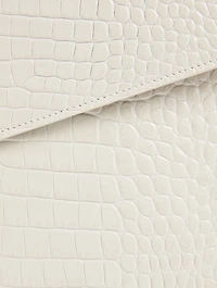 Medium Uptown YSL Monogram Croc-Embossed Leather Clutch