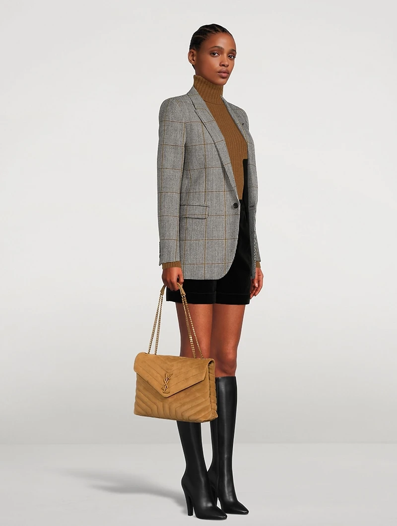Medium Loulou YSL Monogram Suede Chain Bag