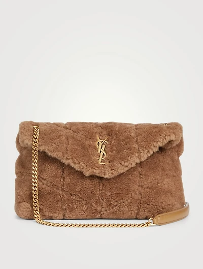 Small Loulou Puffer YSL Monogram Shearling Chain Bag