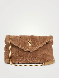 Small Loulou Puffer YSL Monogram Shearling Chain Bag