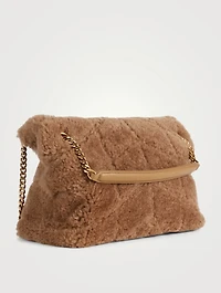Small Loulou Puffer YSL Monogram Shearling Chain Bag