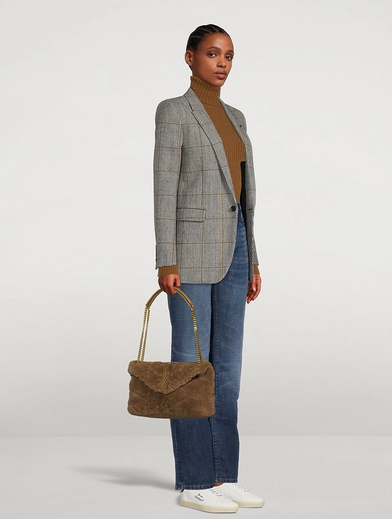 Small Loulou Puffer YSL Monogram Shearling Chain Bag